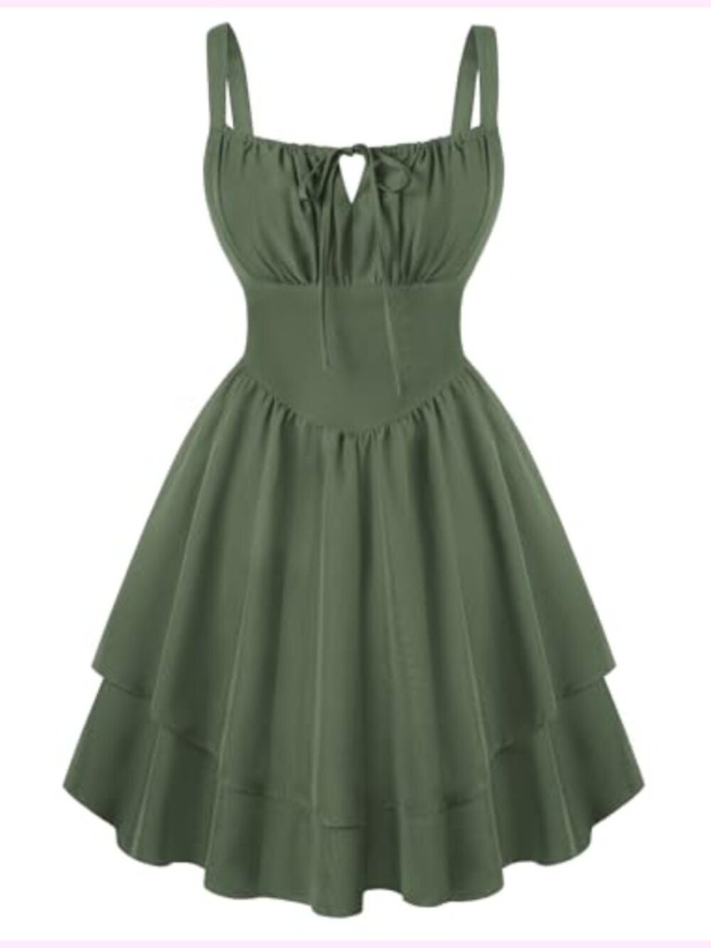 Corset Mini Dress with Pockets, Square Neck Smocked Back A-Line Party Dress